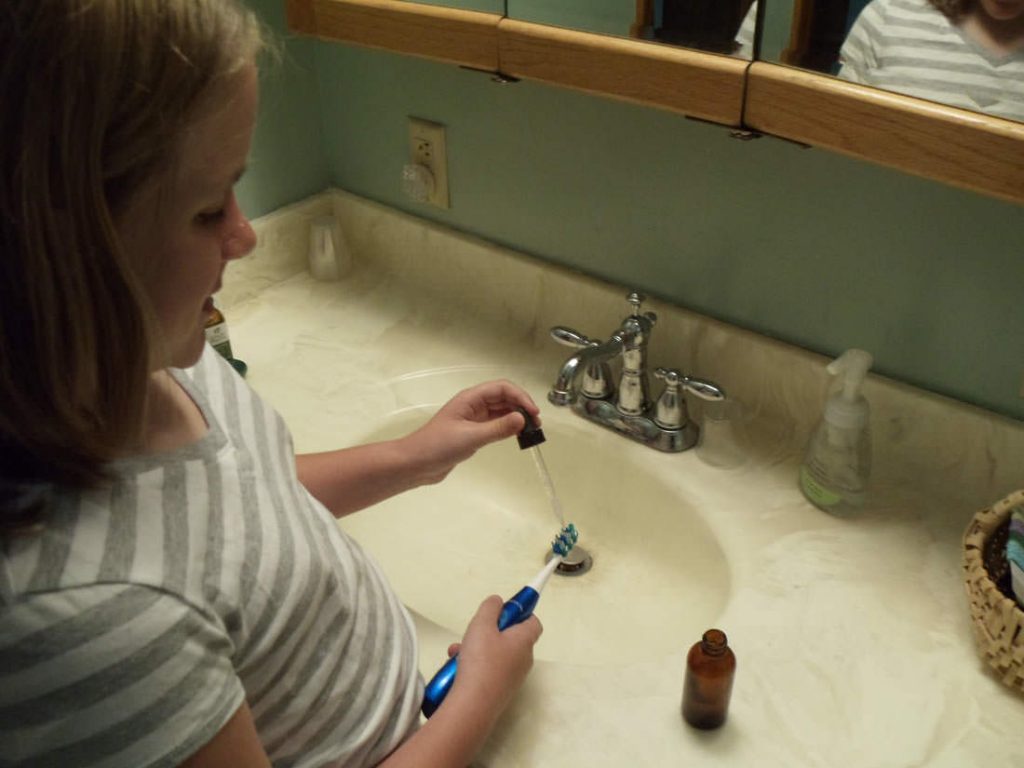 My daughter Holli using toothsoap My daughter Holli using toothsoap