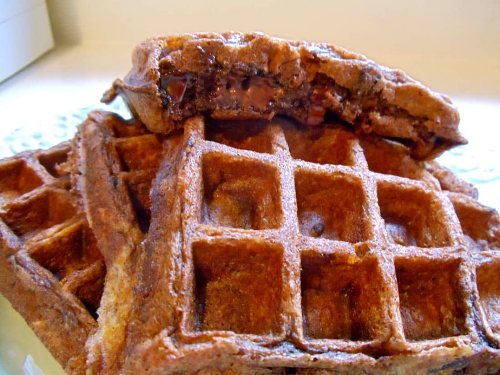 Chocolate Kefir Sourdough Waffles