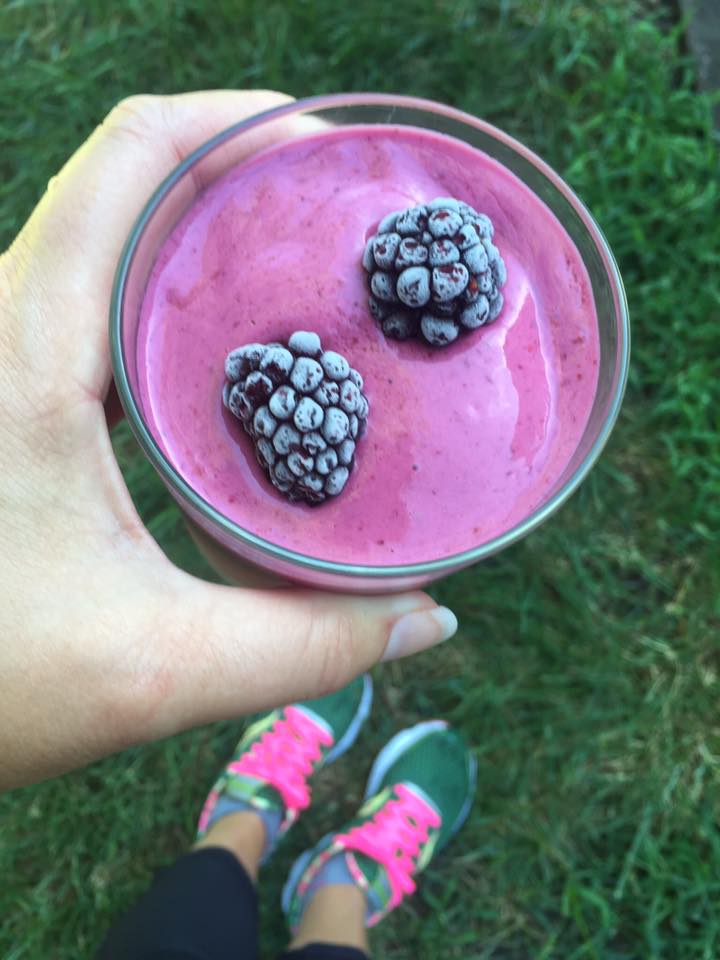 kefir and blackberries