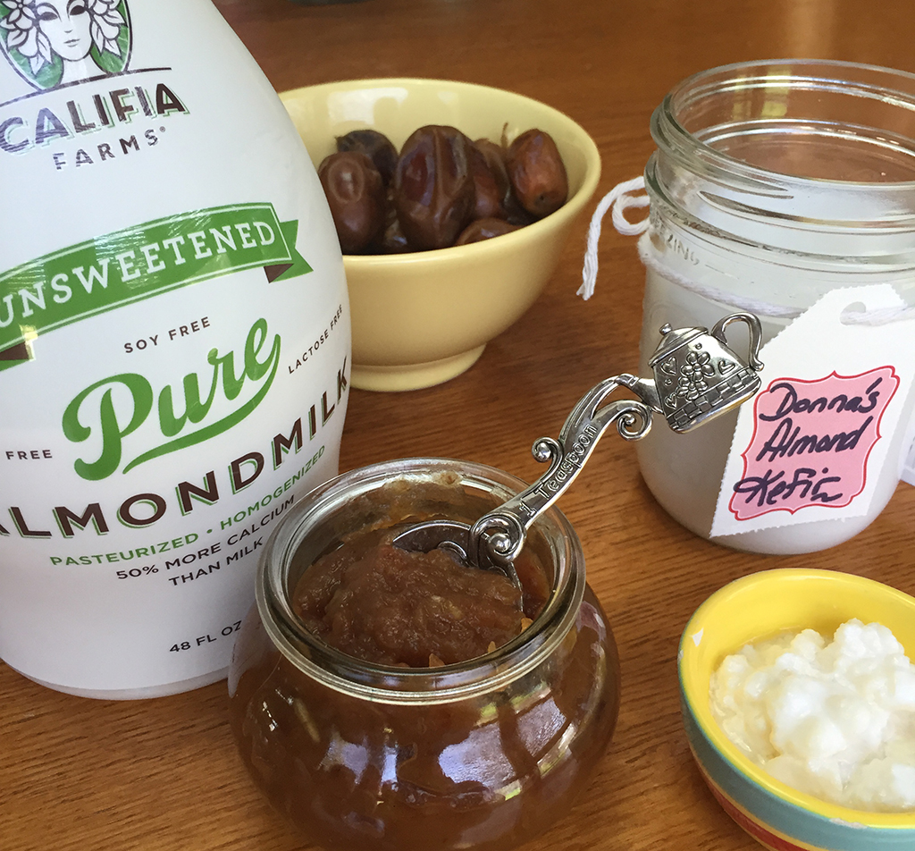 dates, almond milk kefir