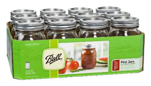 Ball® Regular Mouth Pint Jars with Lids and Bands- Set of 12 (by Jarden Home Brands)