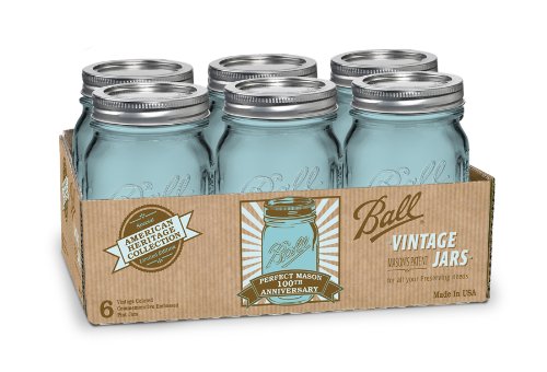 Ball Jar Heritage Collection Pint Jars with Lids and Bands, Set of 6