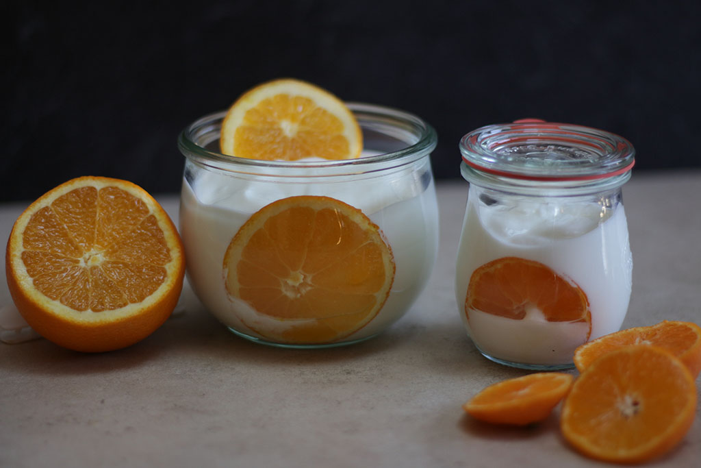 kefir and oranges