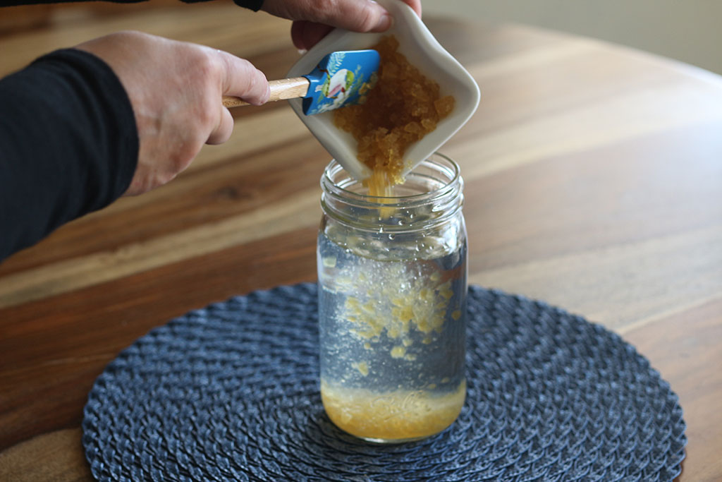 water kefir crystals in jar