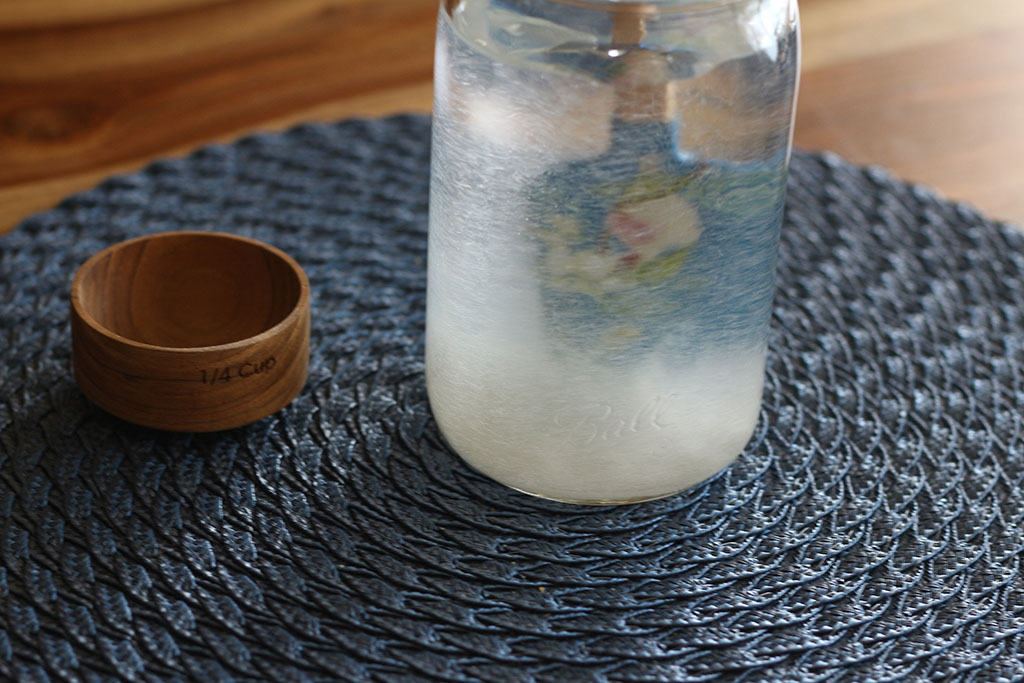 water kefir crystals stirring