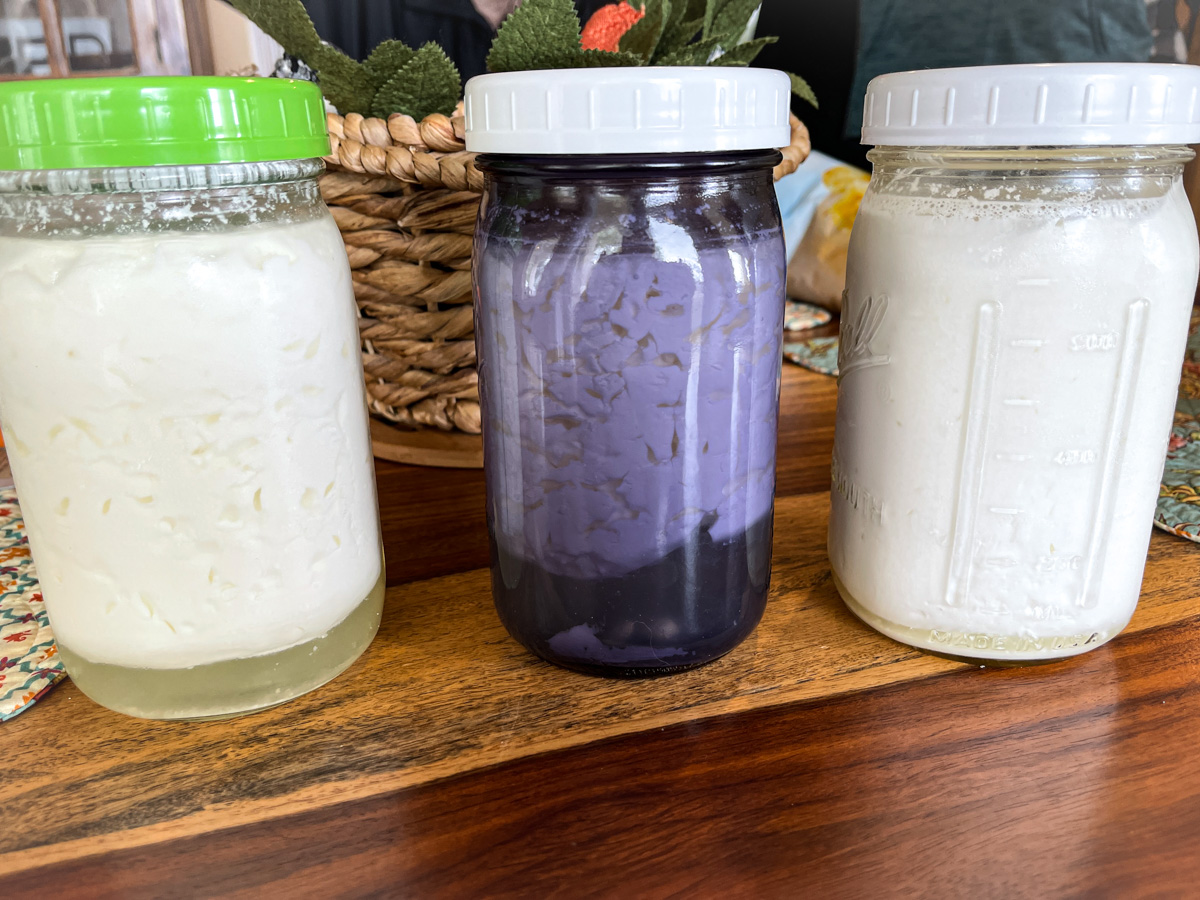 Left to right 2% whole milk, half and half.2 Left to right 2% whole milk, half and half.2